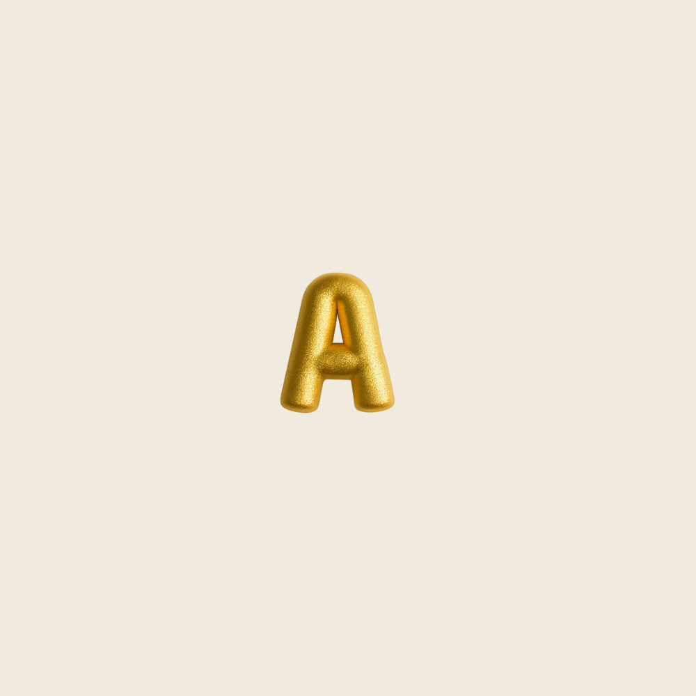 Pingente de Pulseira Letras em Ouro Amarelo