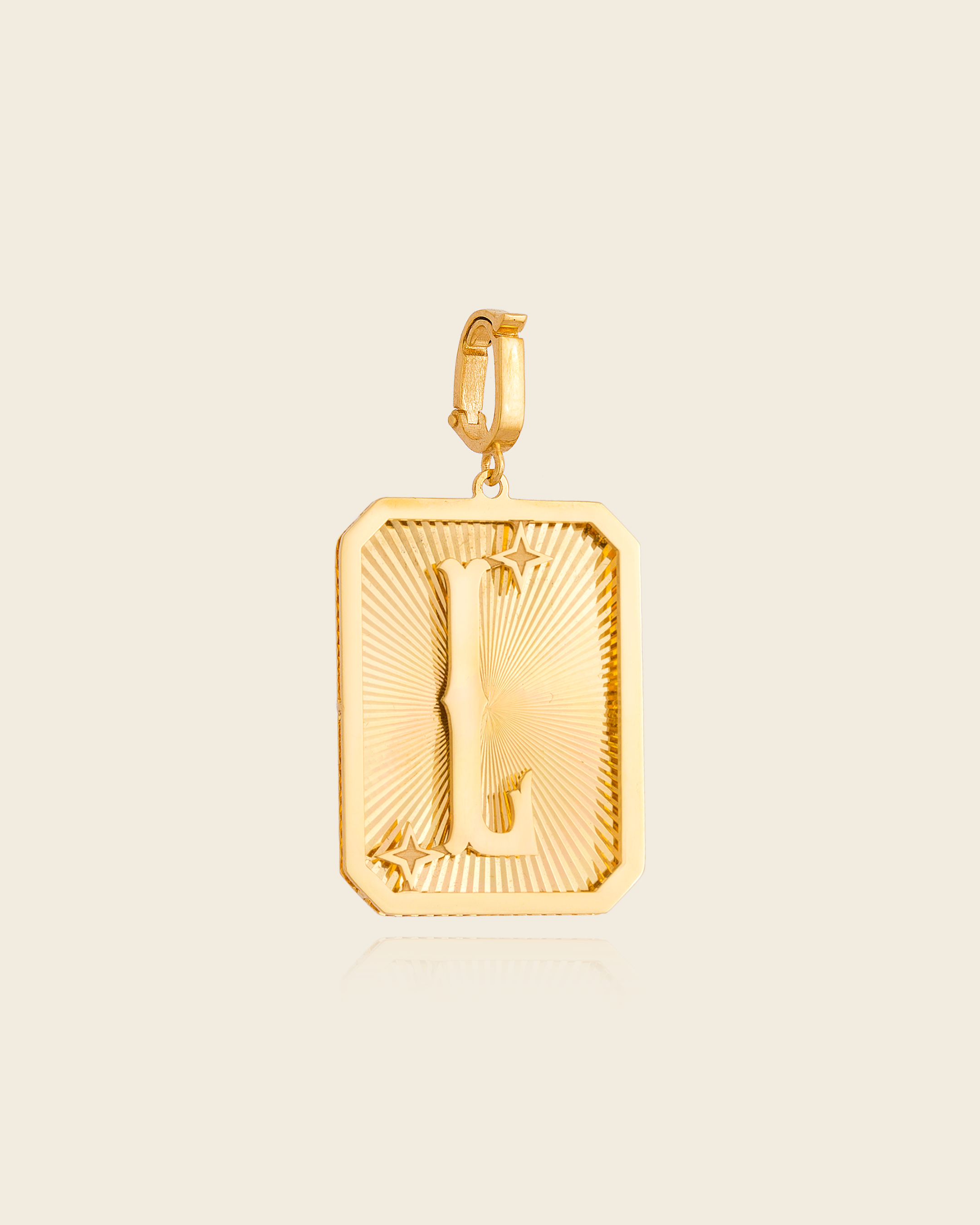 Pingente Placa Alphabet com Letra em Ouro Amarelo