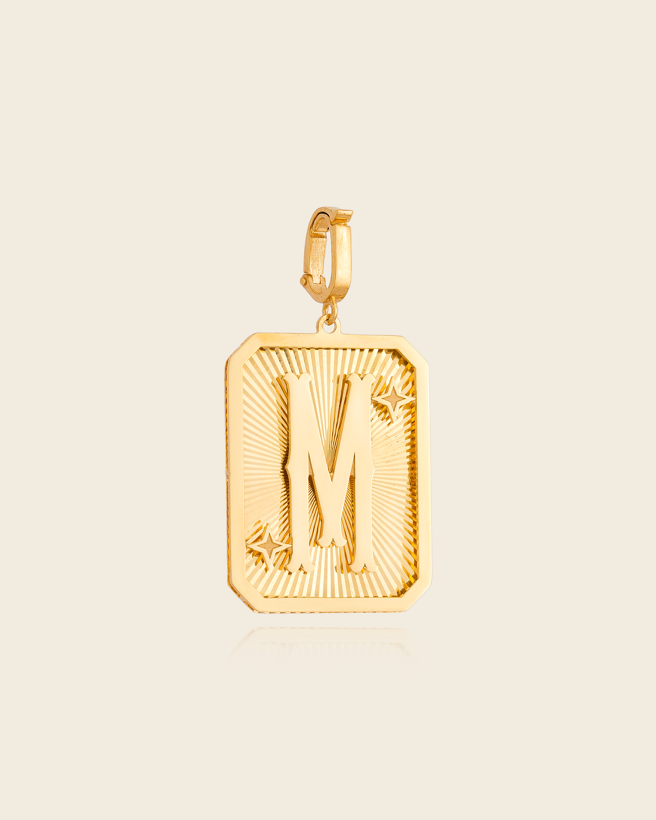 Pingente Placa Alphabet com Letra em Ouro Amarelo