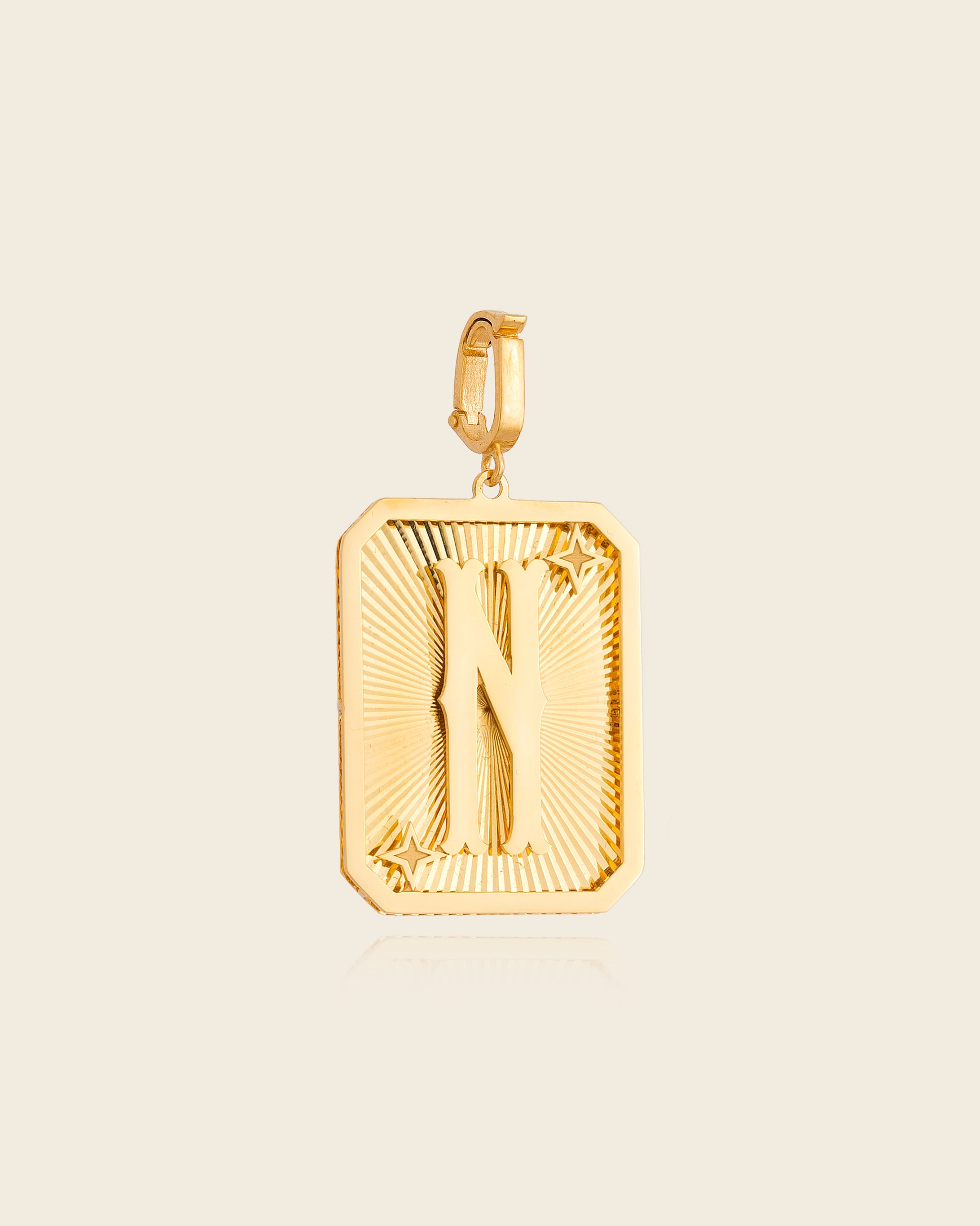 Pingente Placa Alphabet com Letra em Ouro Amarelo