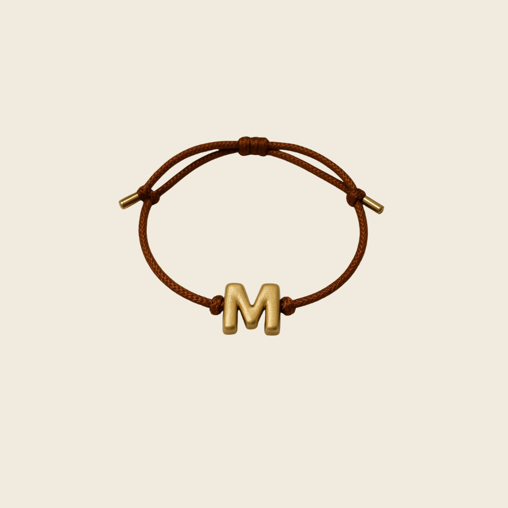 Pulseira Fio Marrom JJ Pontas em Ouro Amarelo 18k