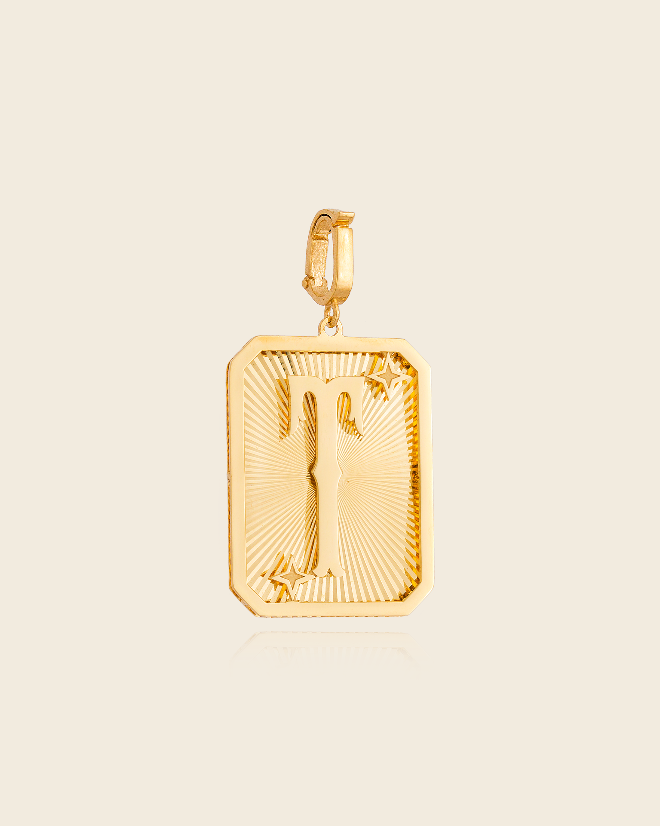 Pingente Placa Alphabet com Letra em Ouro Amarelo