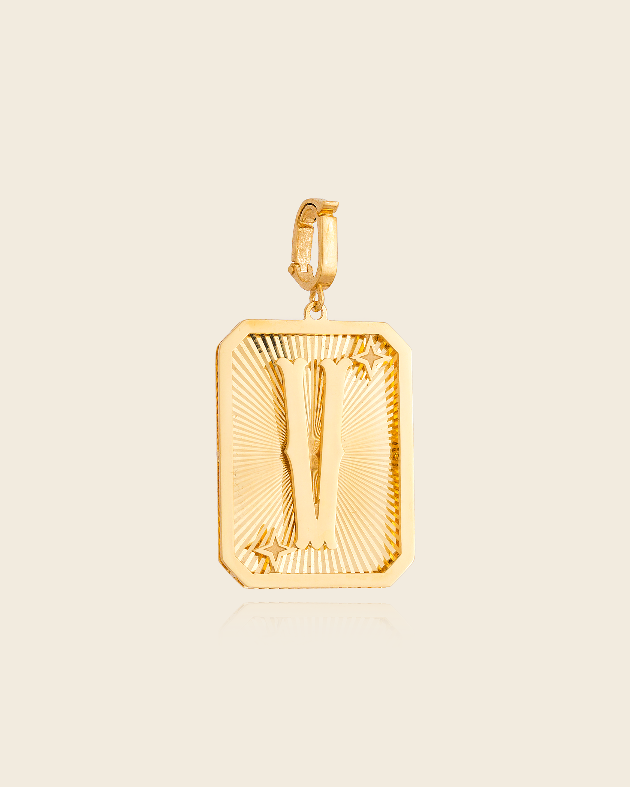 Pingente Placa Alphabet com Letra em Ouro Amarelo