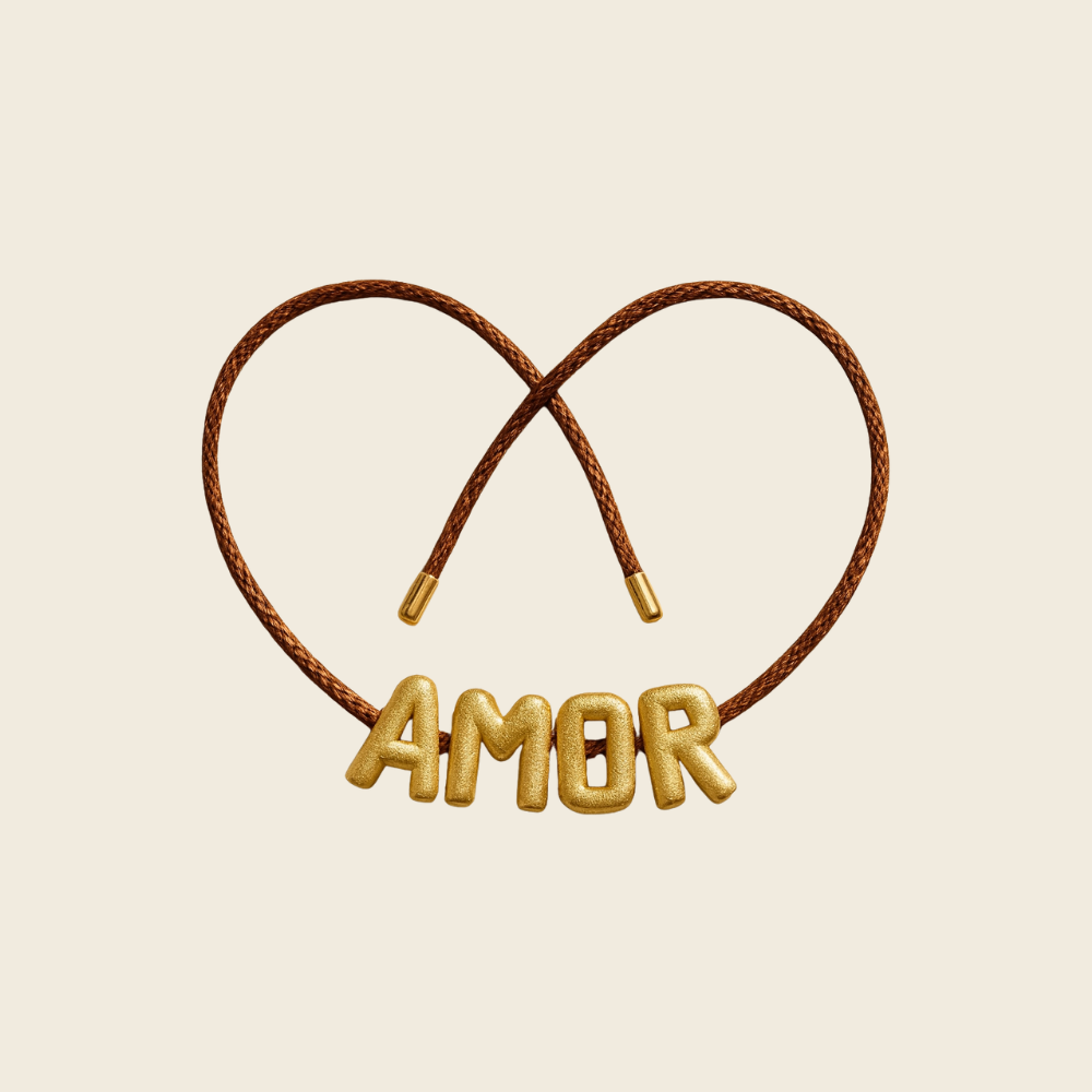 Pulseira Fio Marrom JJ Pontas em Ouro Amarelo 18k