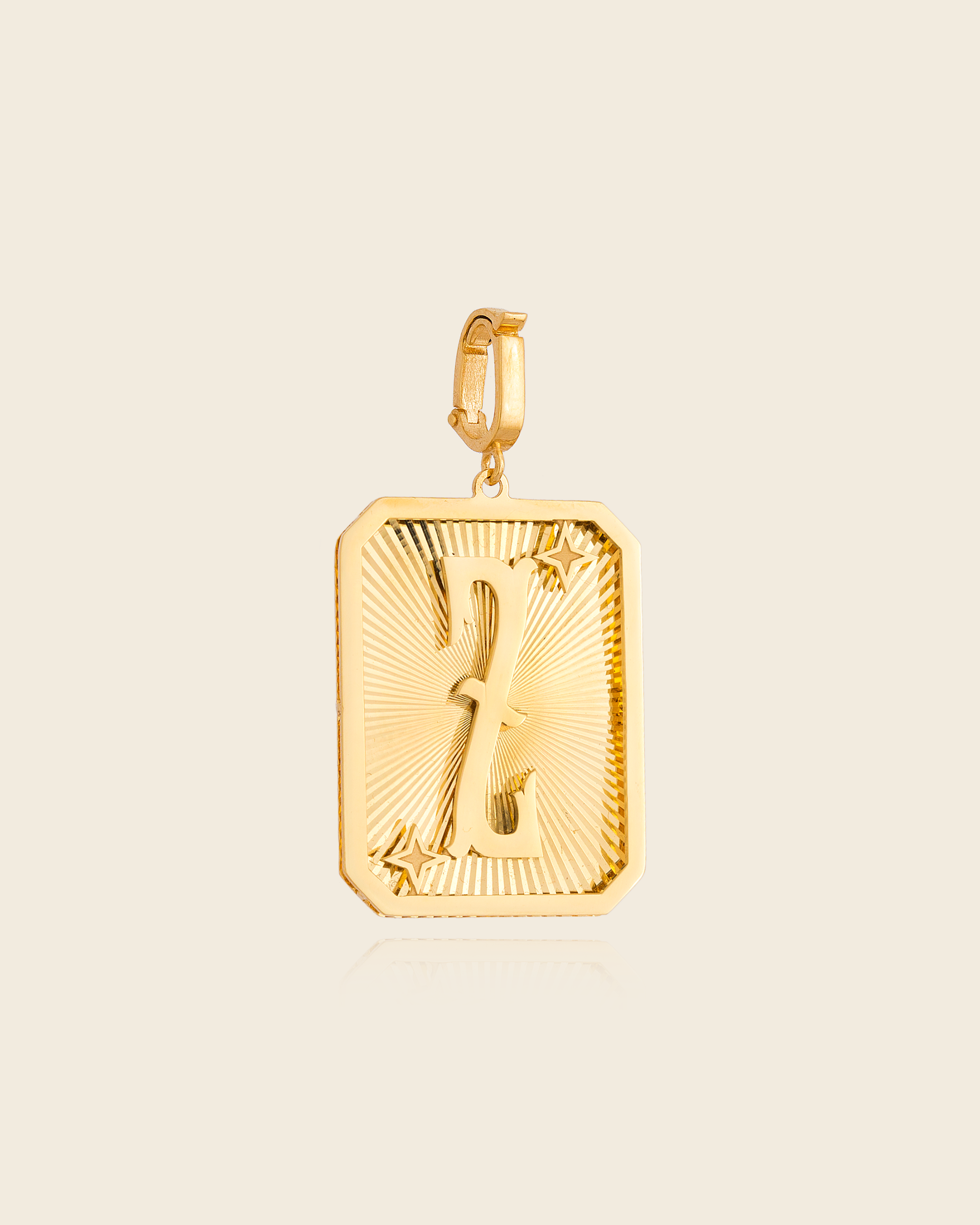 Pingente Placa Alphabet com Letra em Ouro Amarelo