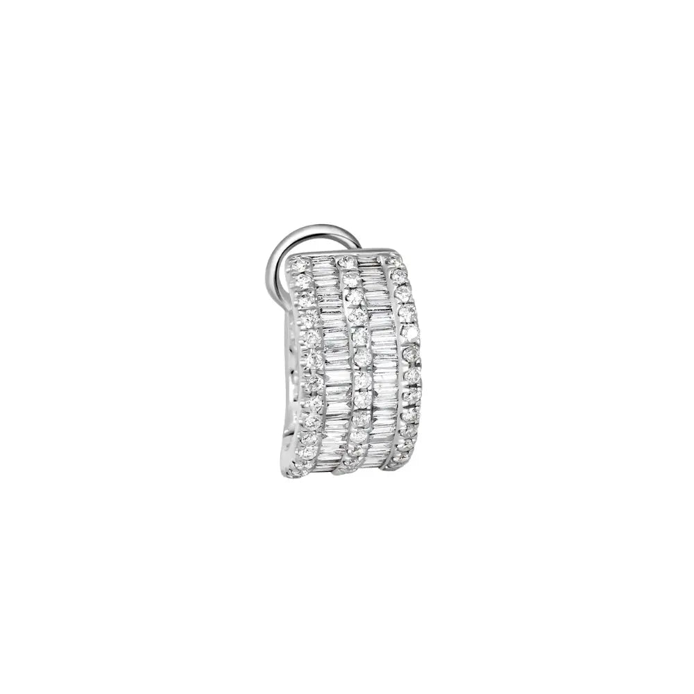 Brinco Clipe de Diamante Baguette em Ouro Branco-JJ Diamond