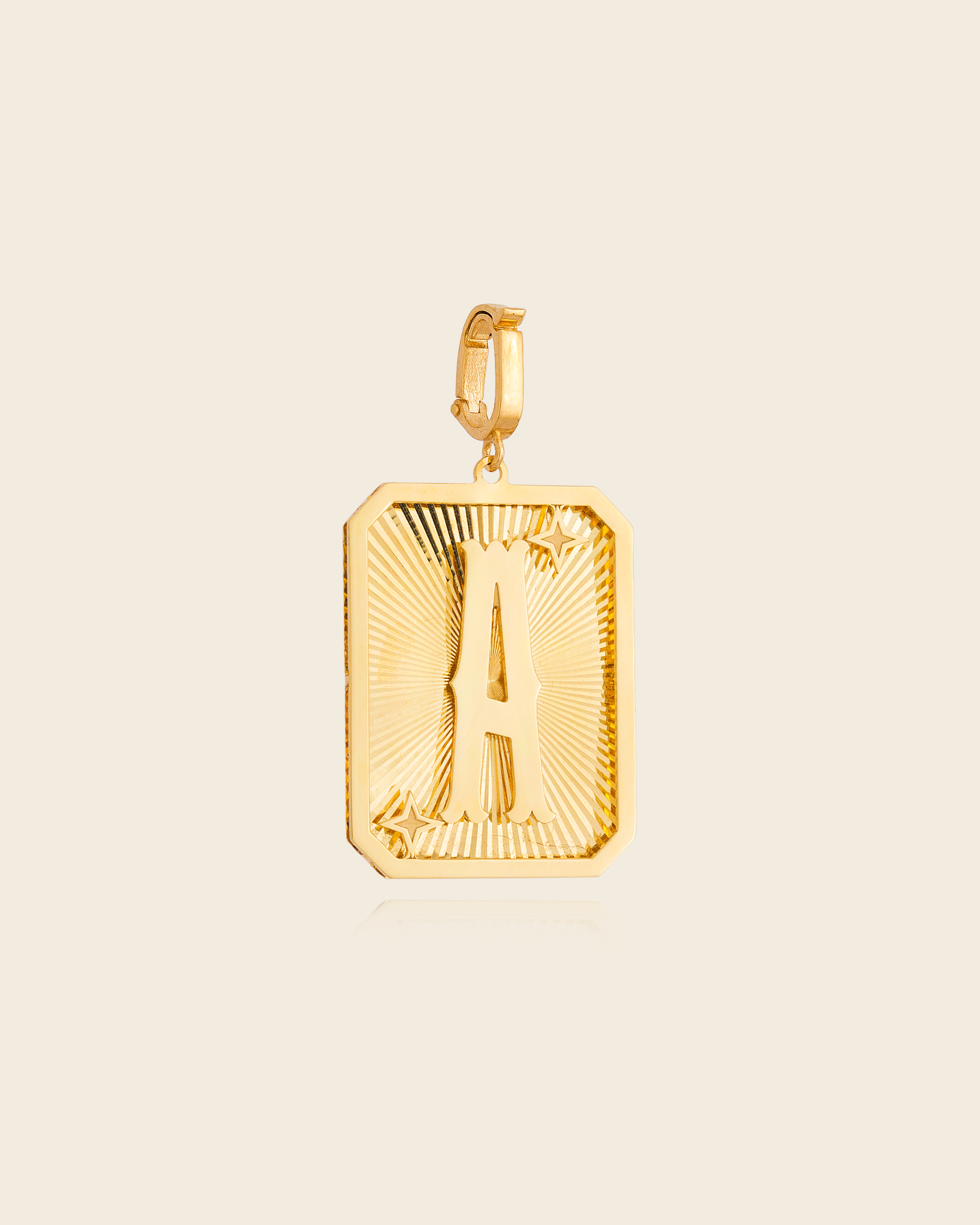 Pingente Placa Alphabet com Letra em Ouro Amarelo