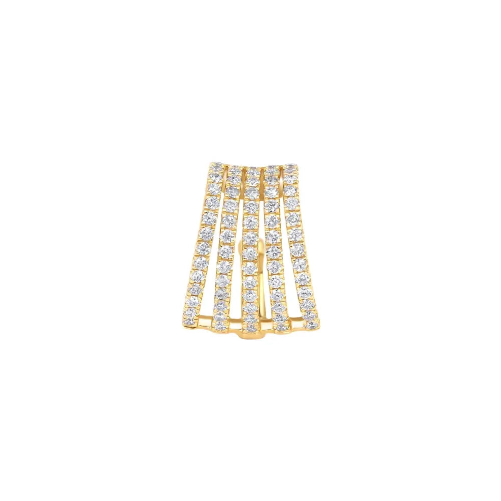 Brinco Icônico Cinco Fileiras de Diamante-JJ Diamond
