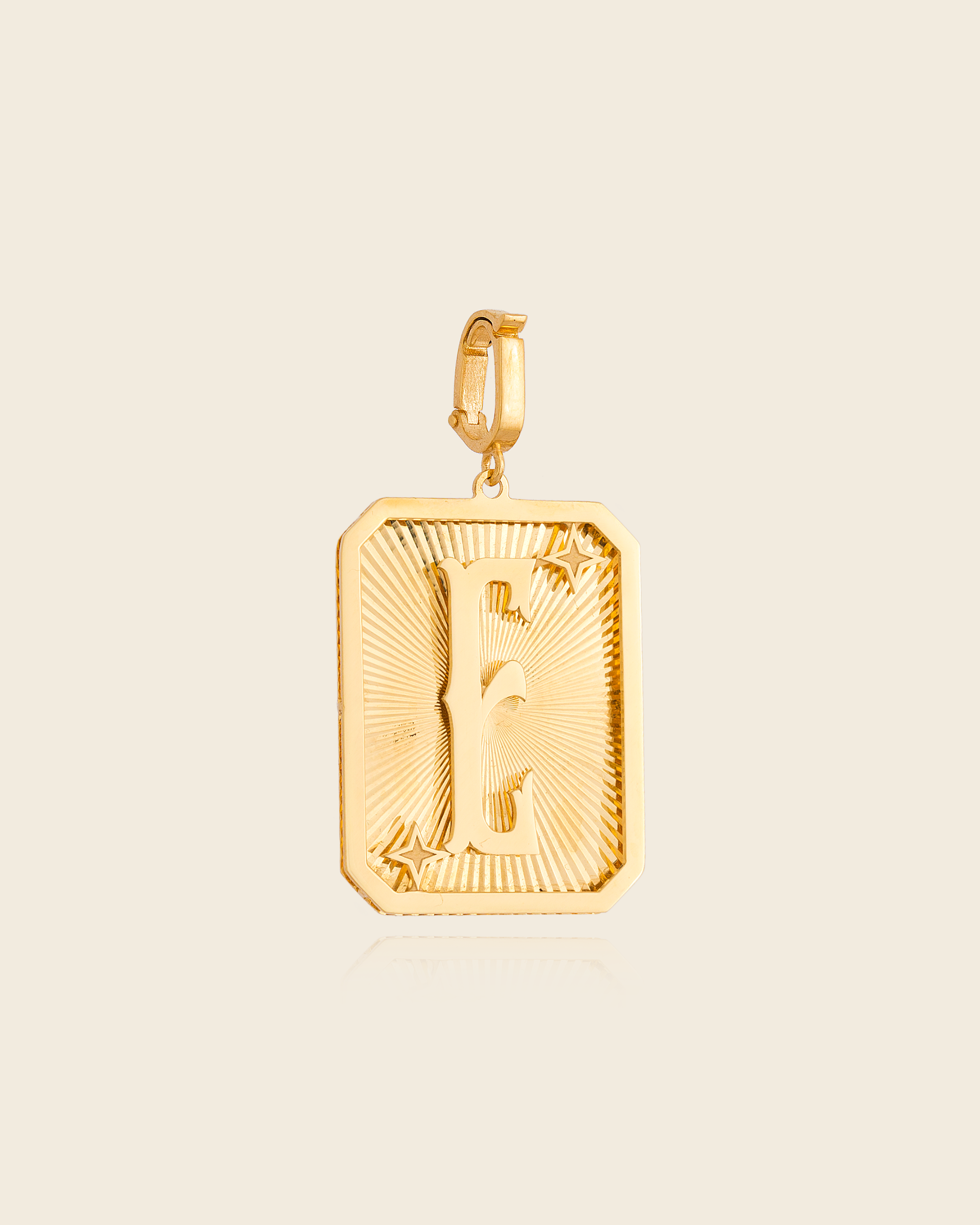 Pingente Placa Alphabet com Letra em Ouro Amarelo