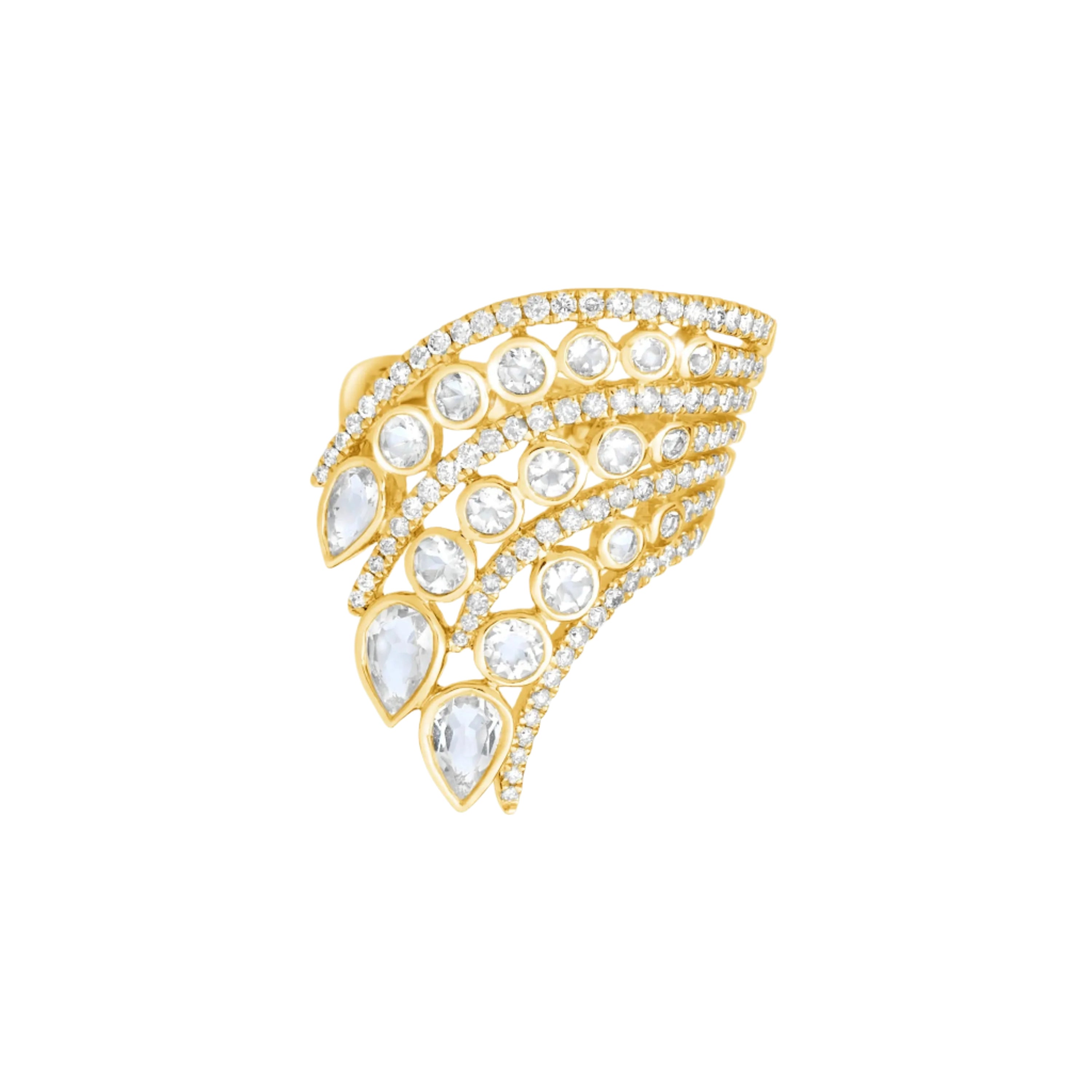 Anel Crown com Diamantes em Ouro 18K-JJ Diamond