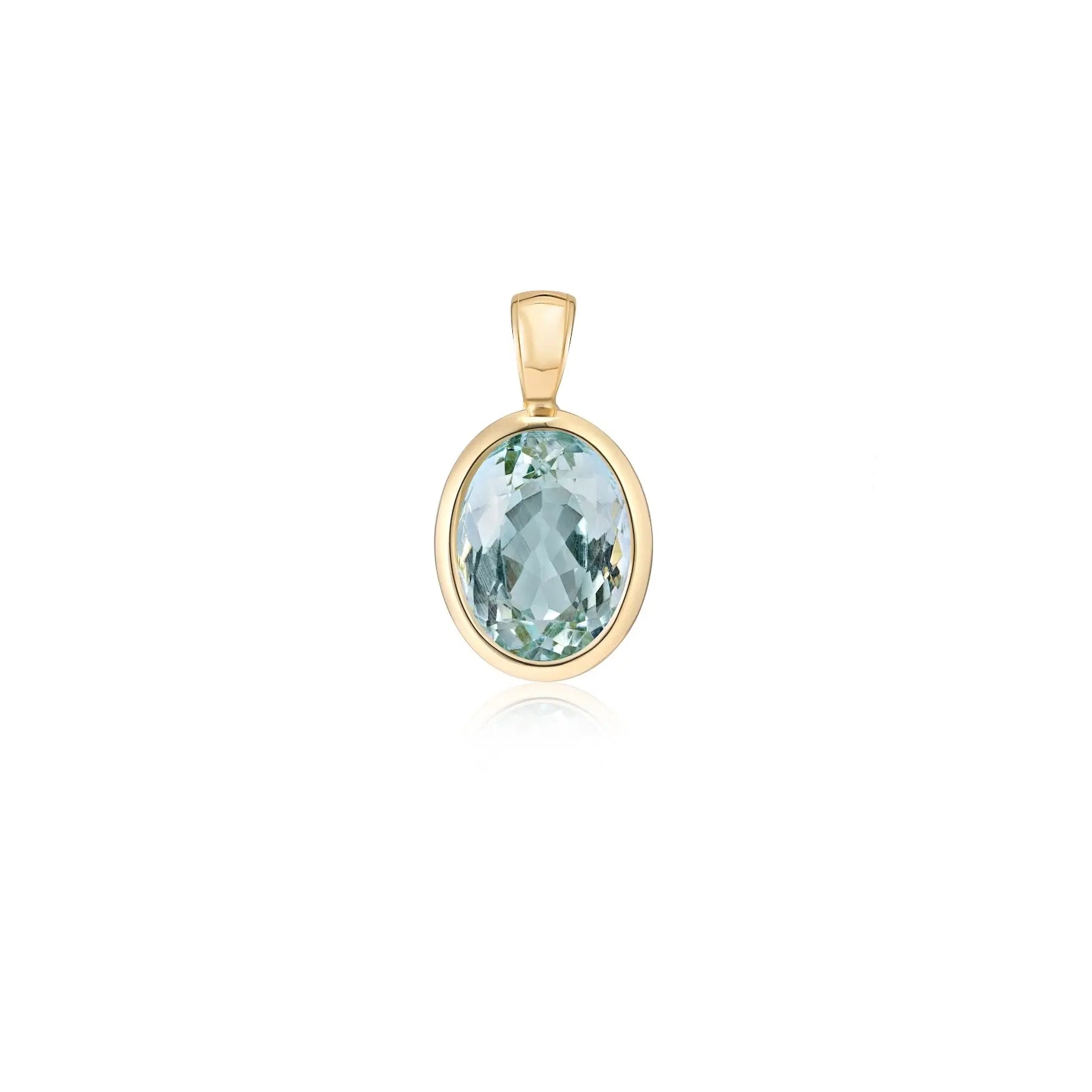 Pingente Oval Dourado Água-Marinha-JJ Diamond