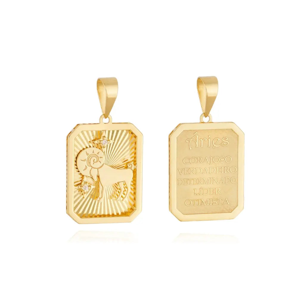 Pendente Signo Aries em Ouro com Diamantes-JJ Diamond