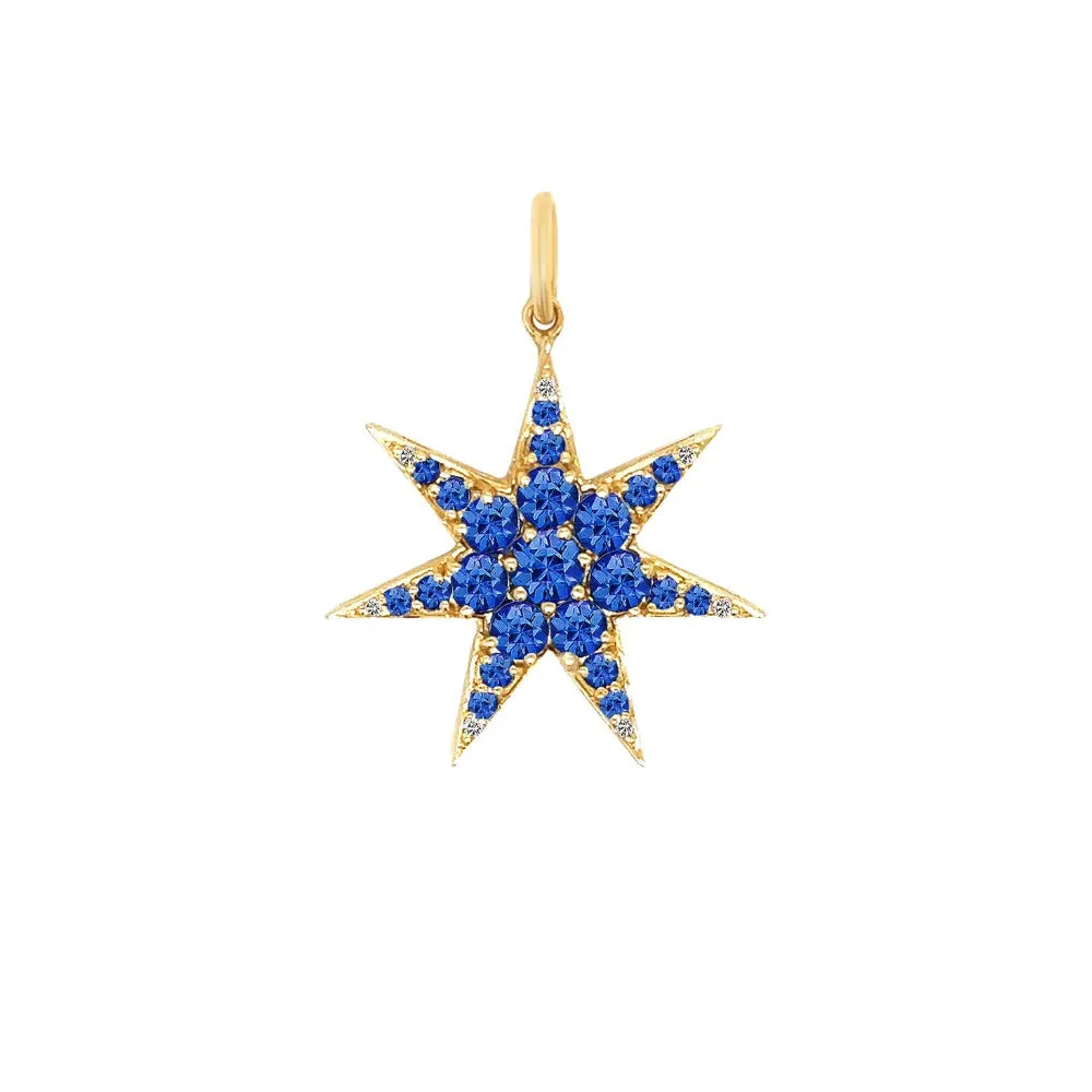 Pingente Estrela de Safira Azul-JJ Diamond