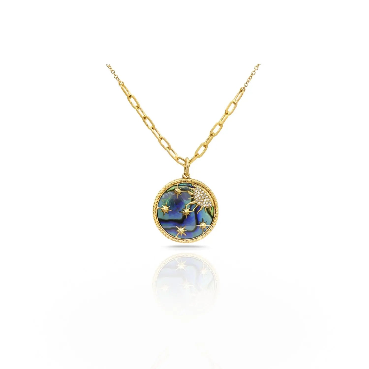 Colar com Pingente Celestial Céu Noturno de Abalone -JJ Diamond