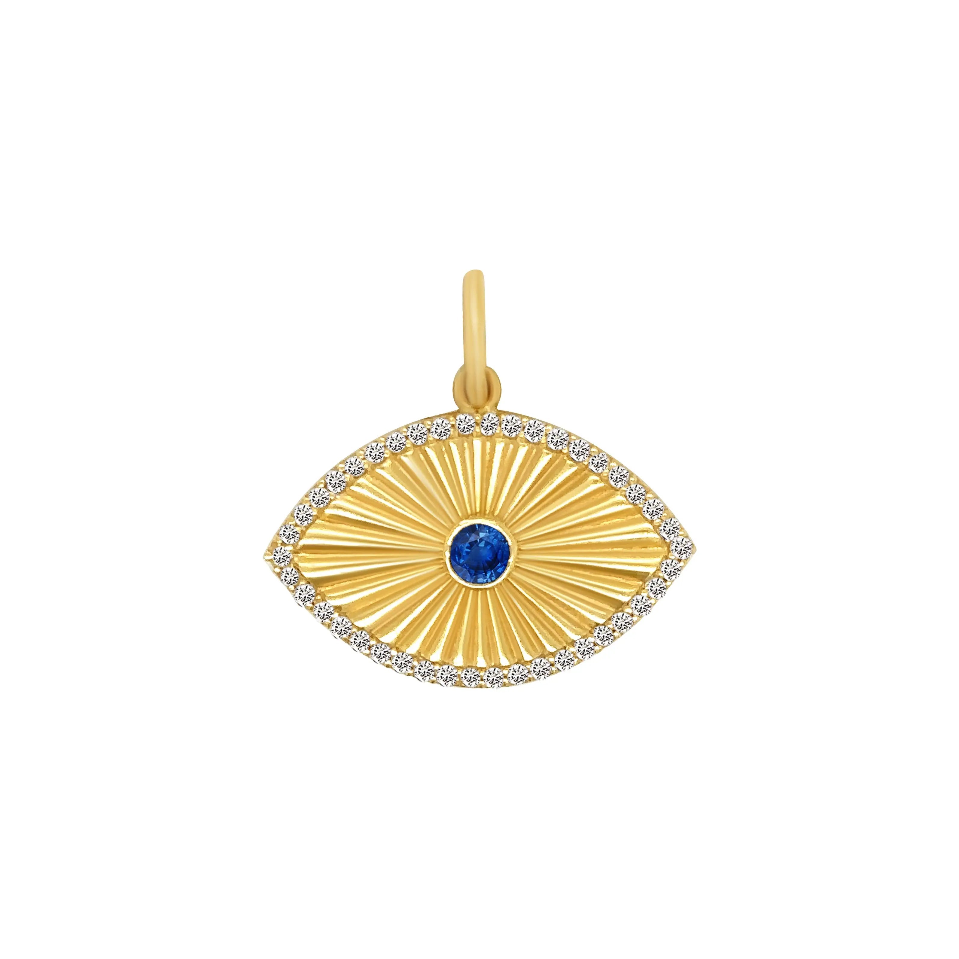 Pingente de Olho Safira Azul e Diamante-JJ Diamond