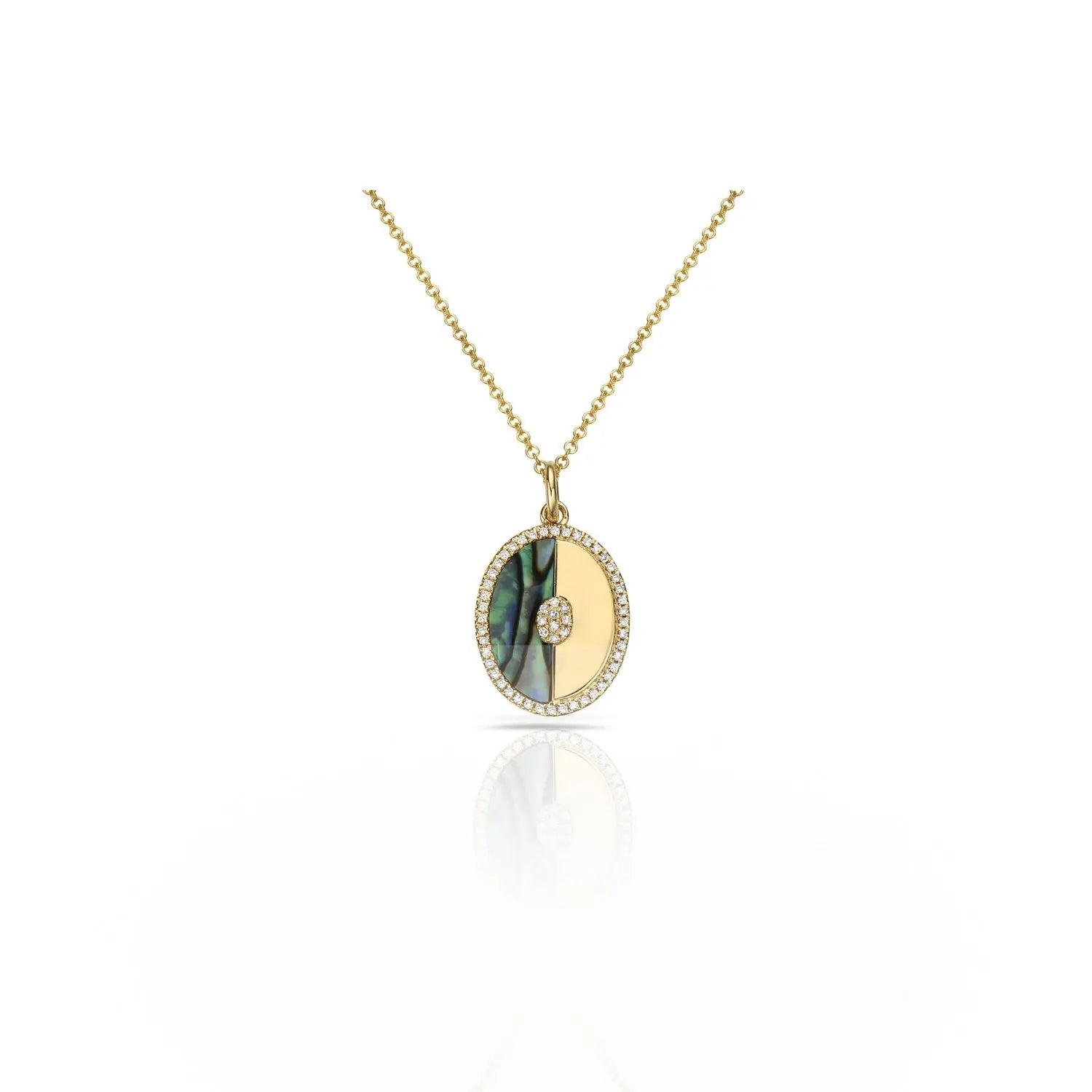 Colar Eclipse Harmônico com Pingente de Abalone e Ouro-JJ Diamond