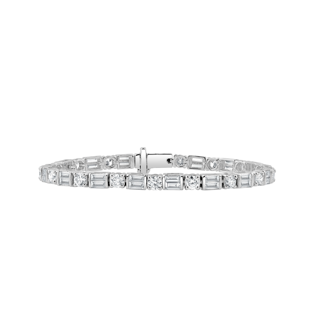 Pulseira de Diamantes com lapidação Esmeralda e Brilhante
