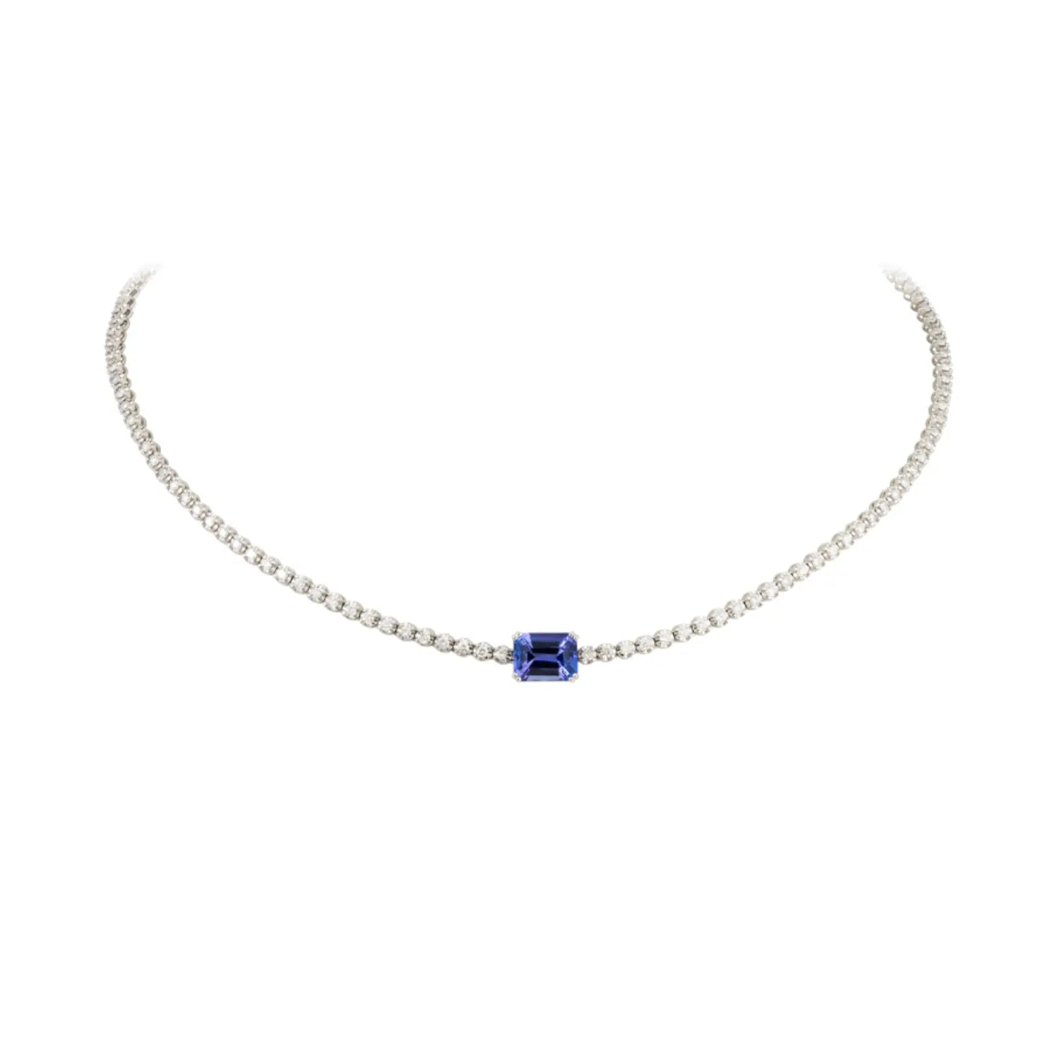 Colar Jenny de Diamantes e Tanzanita-JJ Diamond
