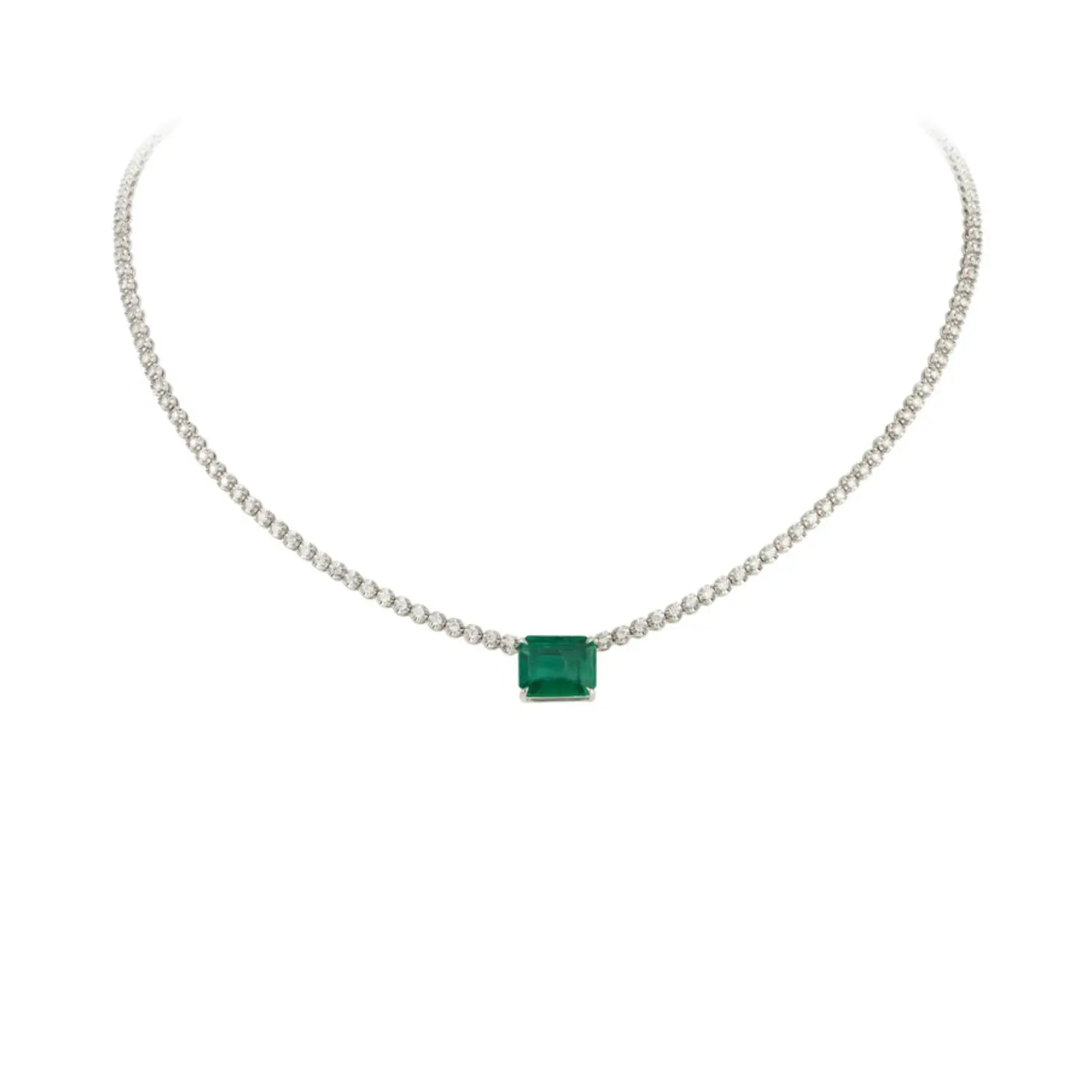 Colar Jessica de Esmeralda e Diamante Completo-JJ Diamond