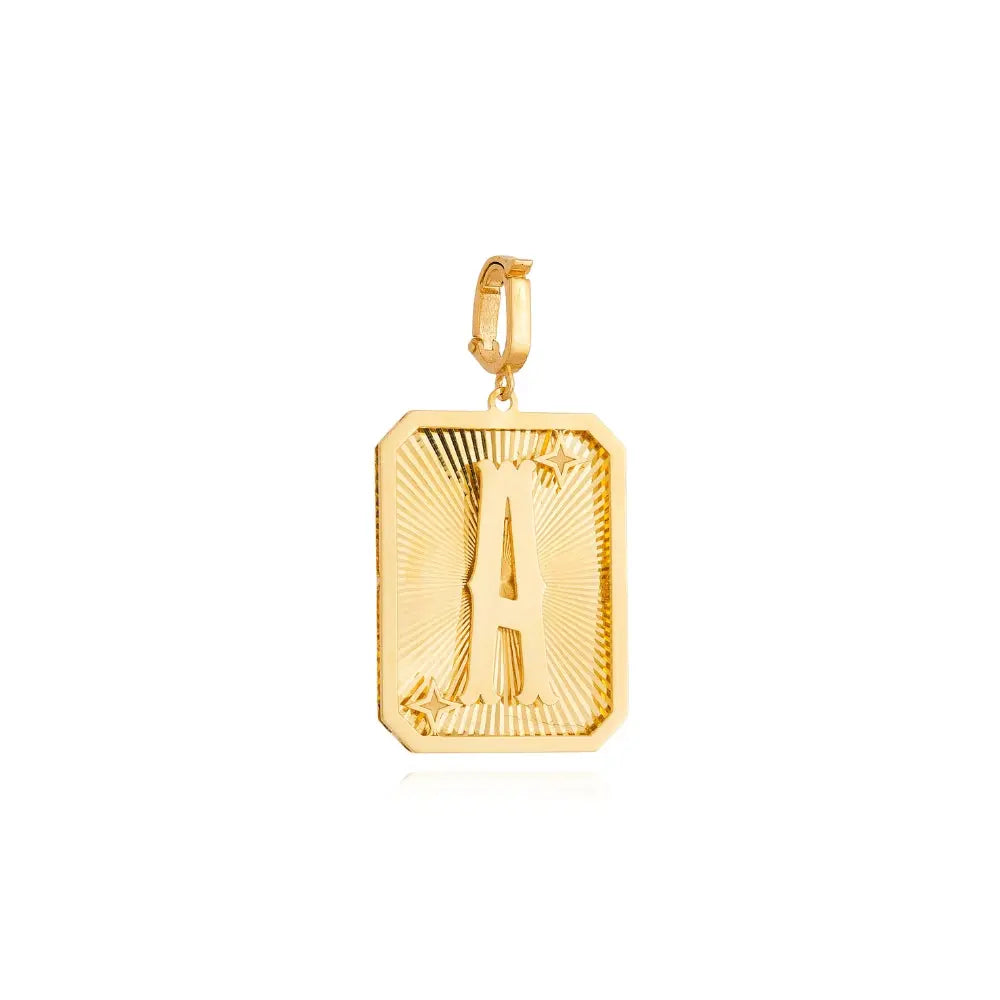 Pingente Medalha de Letra em Ouro Amarelo-JJ Diamond