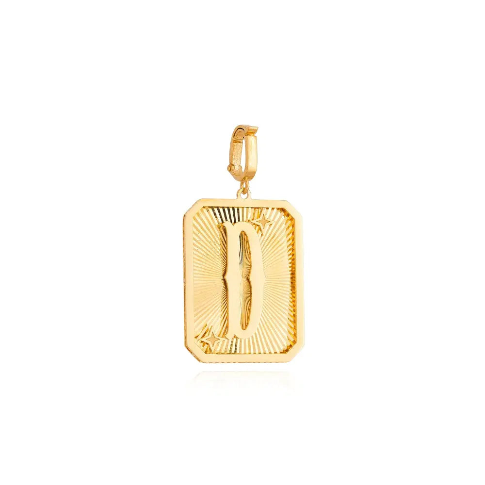 Pingente Medalha de Letra em Ouro Amarelo-JJ Diamond