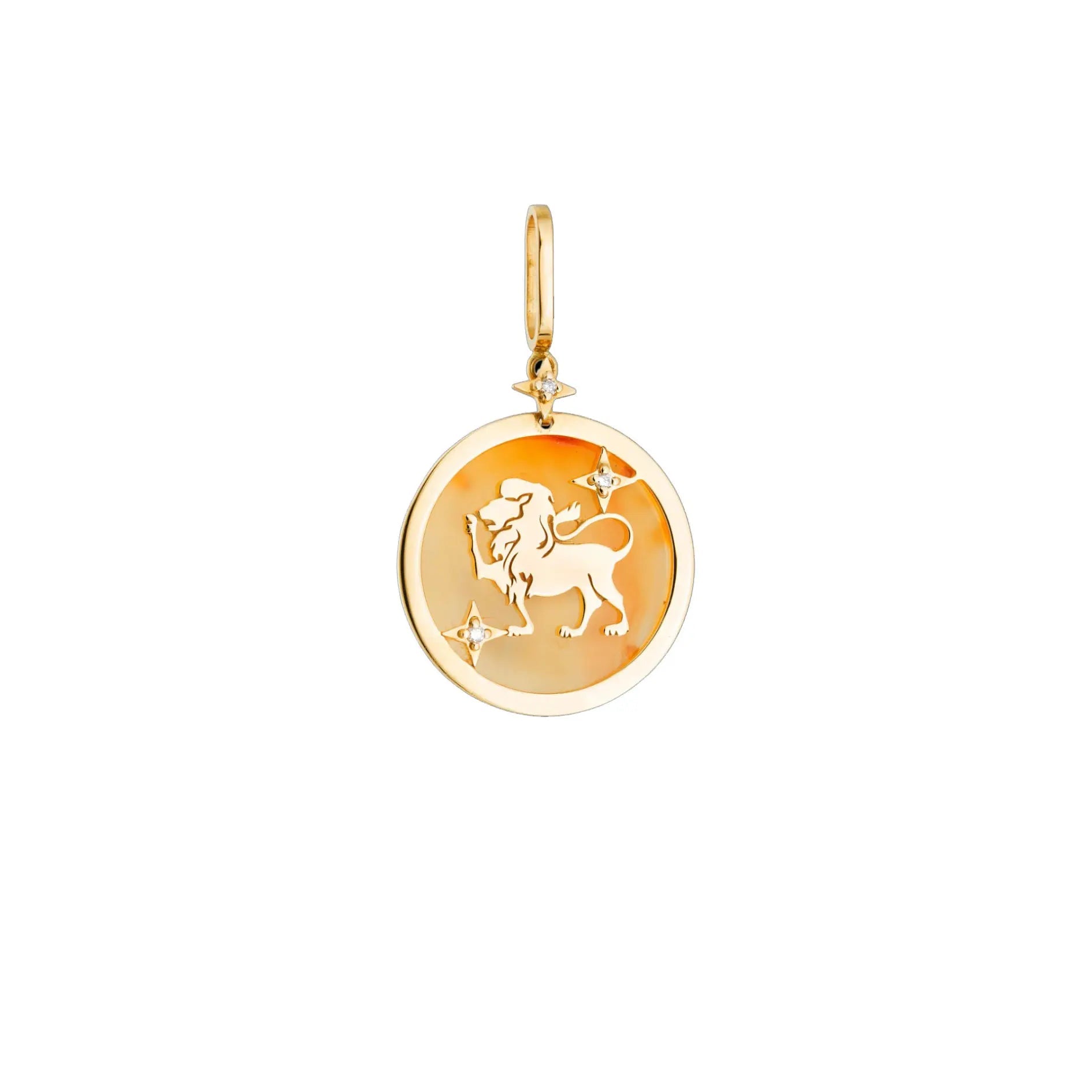 Pingente Zodíaco Leão Quartzo Laranja e Diamante-JJ Diamond