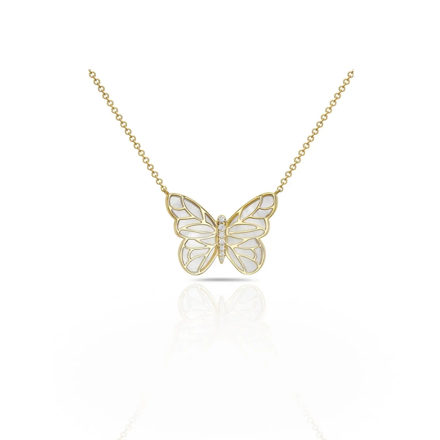 Colar com Pingente Luminoso de Borboleta Madrepérola-JJ Diamond