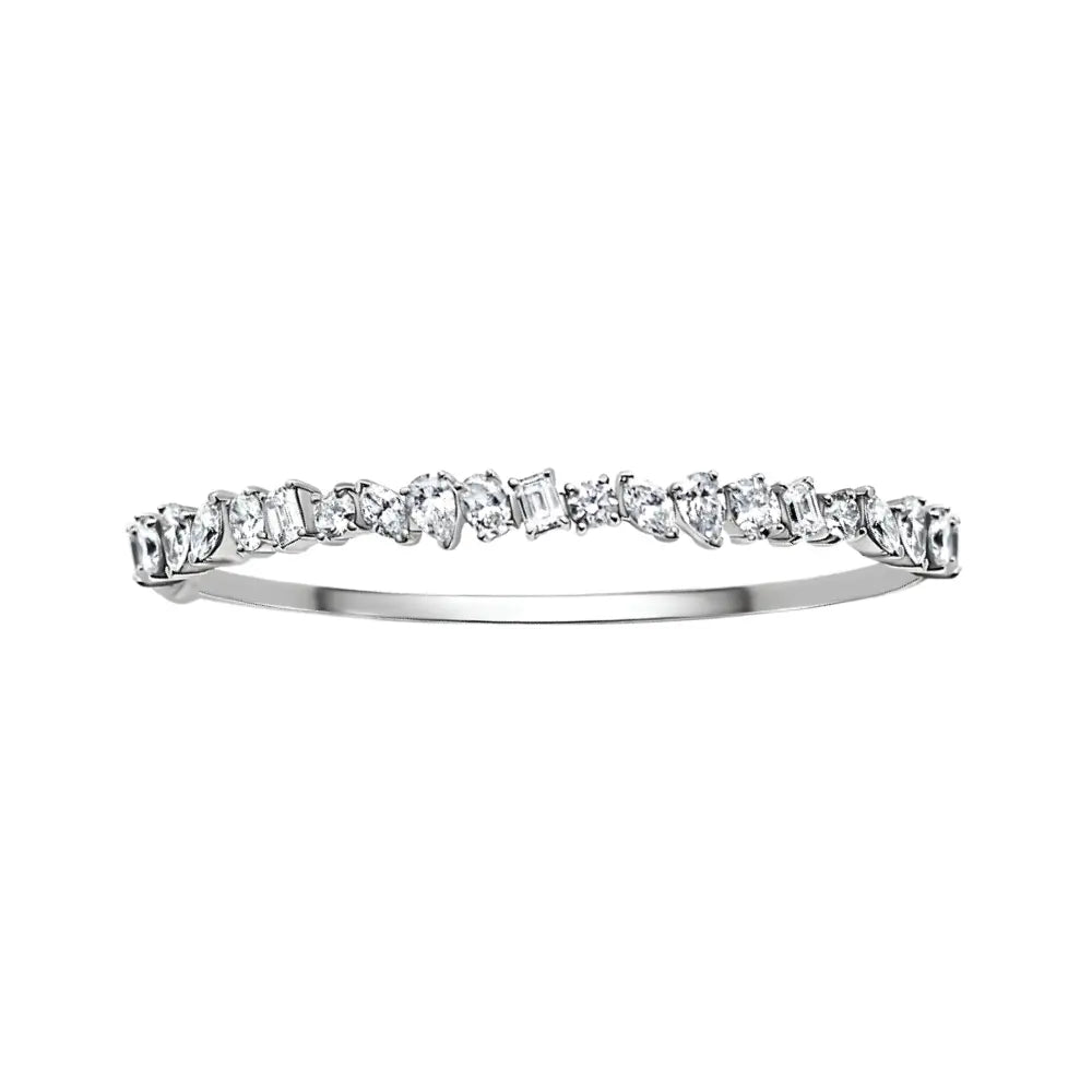 Bracelete Flexível Multiformato de Diamantes em Ouro Branco-JJ Diamond