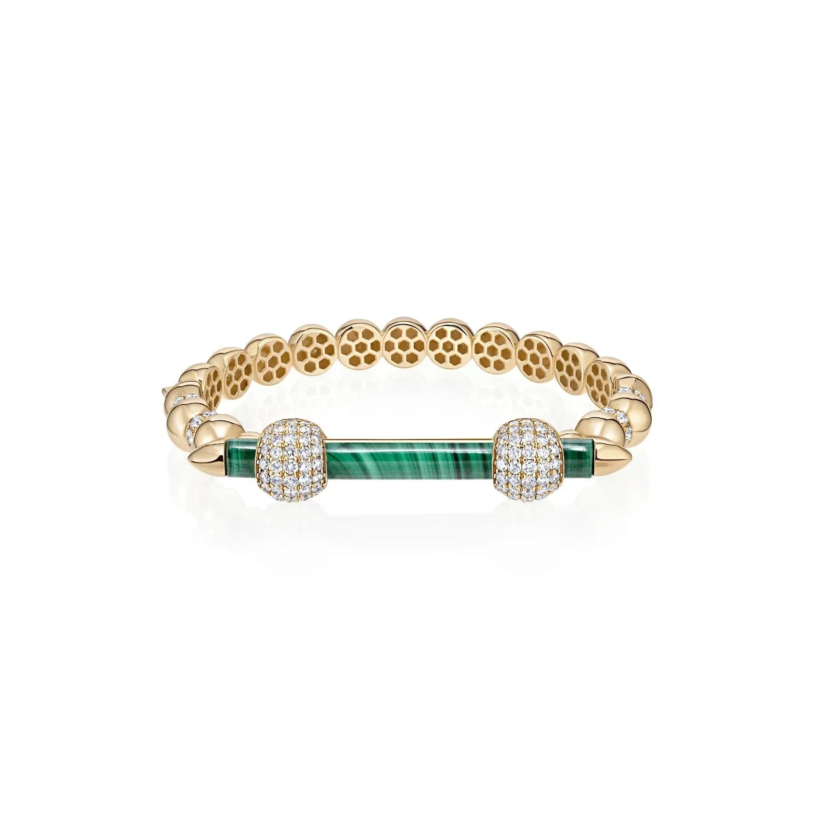 Bracelete de Malaquita e Diamante-JJ Diamond