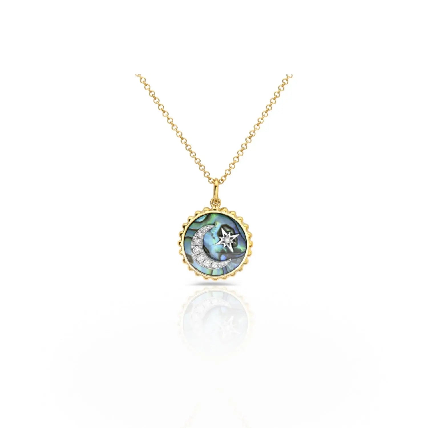 Colar com Pingente Sonho Iluminado pela Lua de Abalone -JJ Diamond
