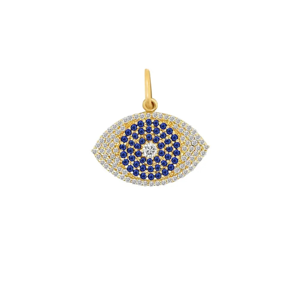 Pingente Olho de Safira Azul e Diamantes Pavê-JJ Diamond