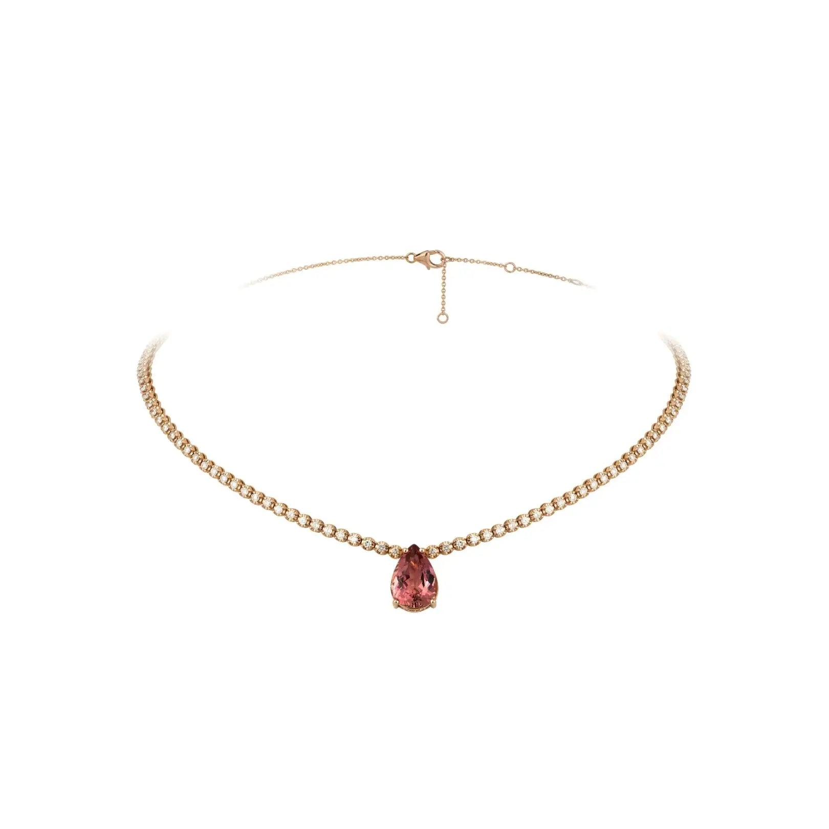 Colar de Diamantes com Rubelita em Pêra-JJ Diamond