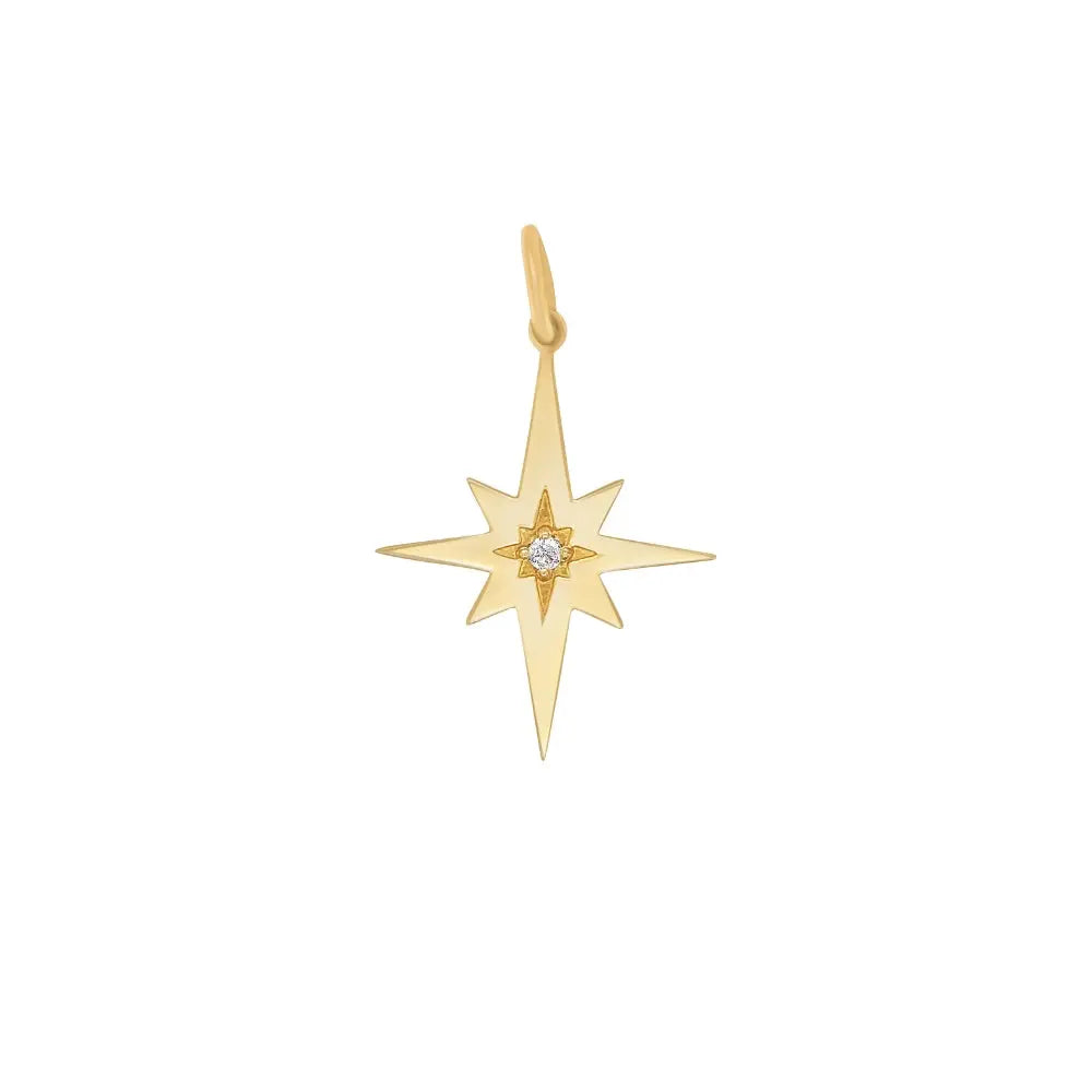 Pendente Estrela com Diamante em Ouro Amarelo - JJ Diamond