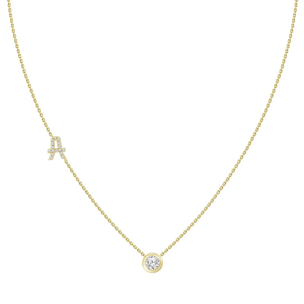 Colar com Pingente Letra de Diamante-JJ Diamond