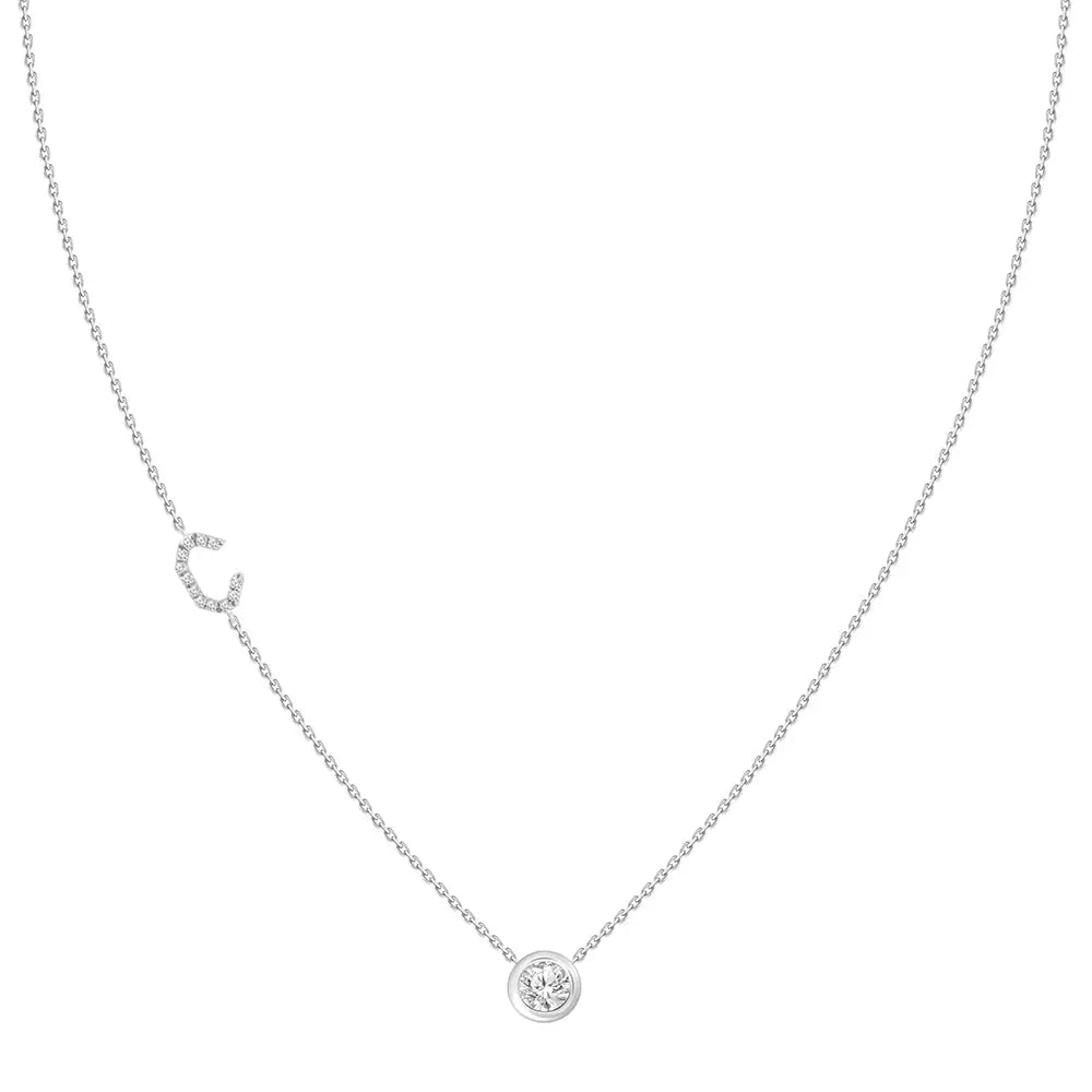 Colar com Pingente Letra de Diamante-JJ Diamond