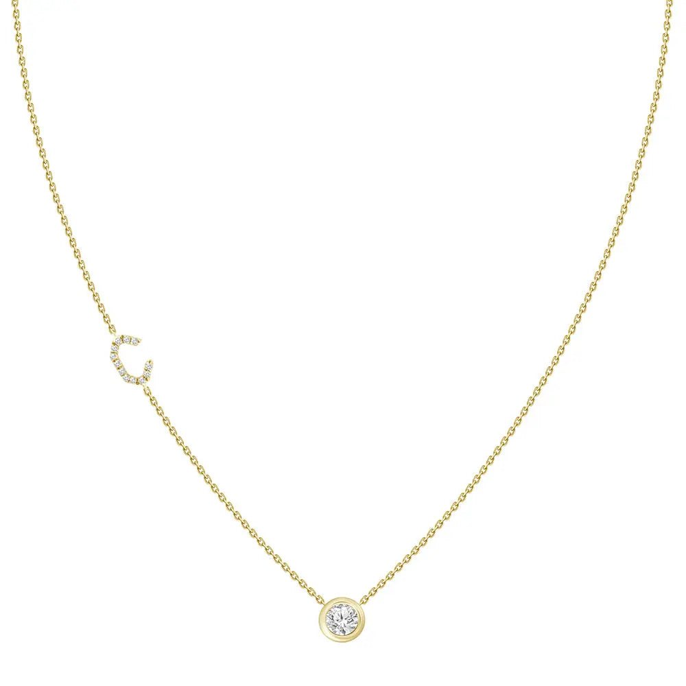 Colar com Pingente Letra de Diamante-JJ Diamond