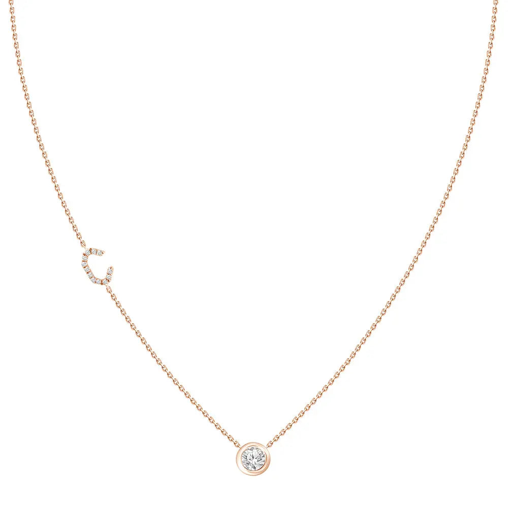 Colar com Pingente Letra de Diamante-JJ Diamond