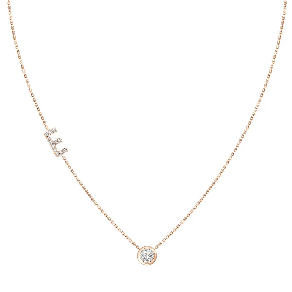 Colar com Pingente Letra de Diamante-JJ Diamond