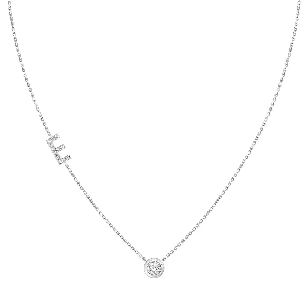 Colar com Pingente Letra de Diamante-JJ Diamond
