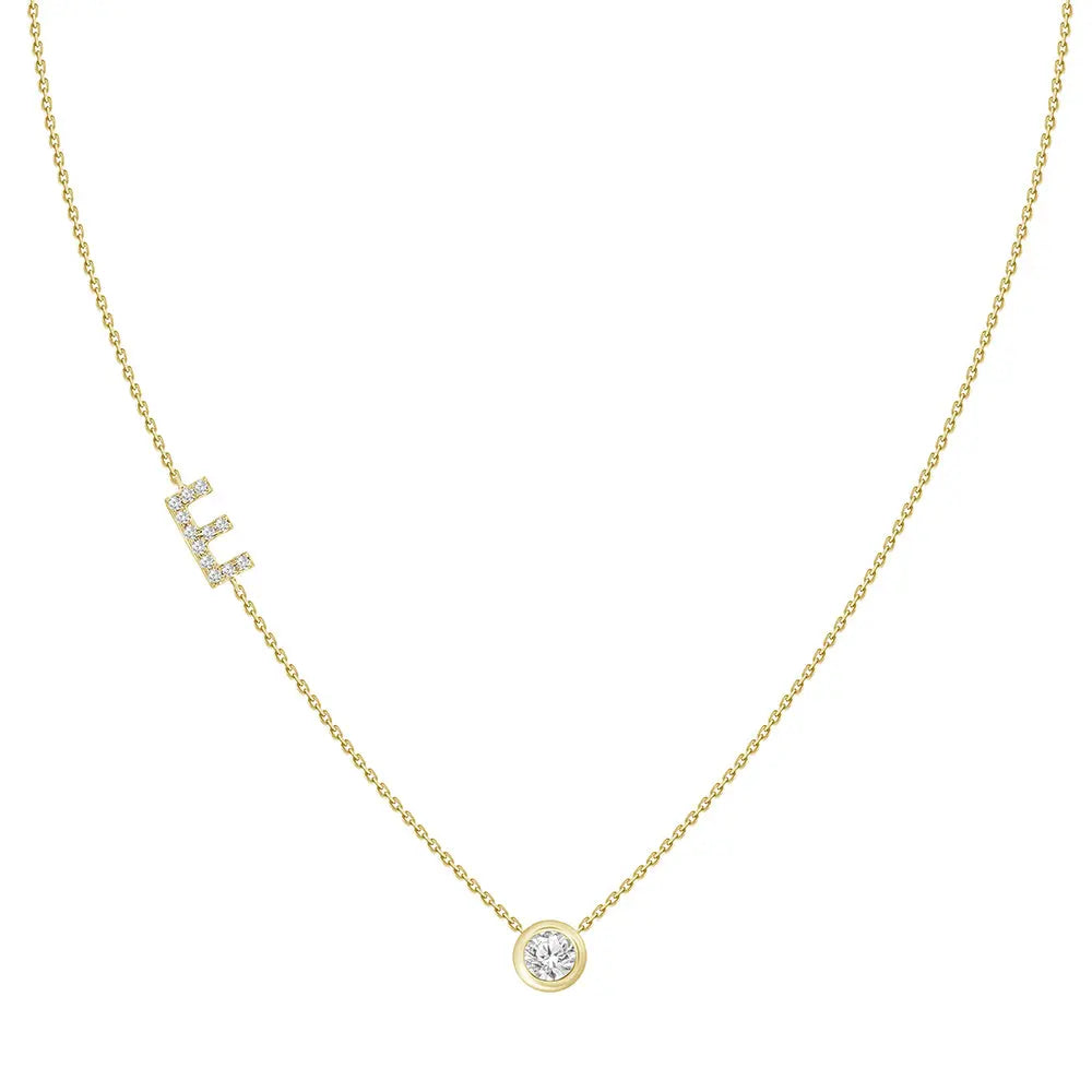 Colar com Pingente Letra de Diamante-JJ Diamond
