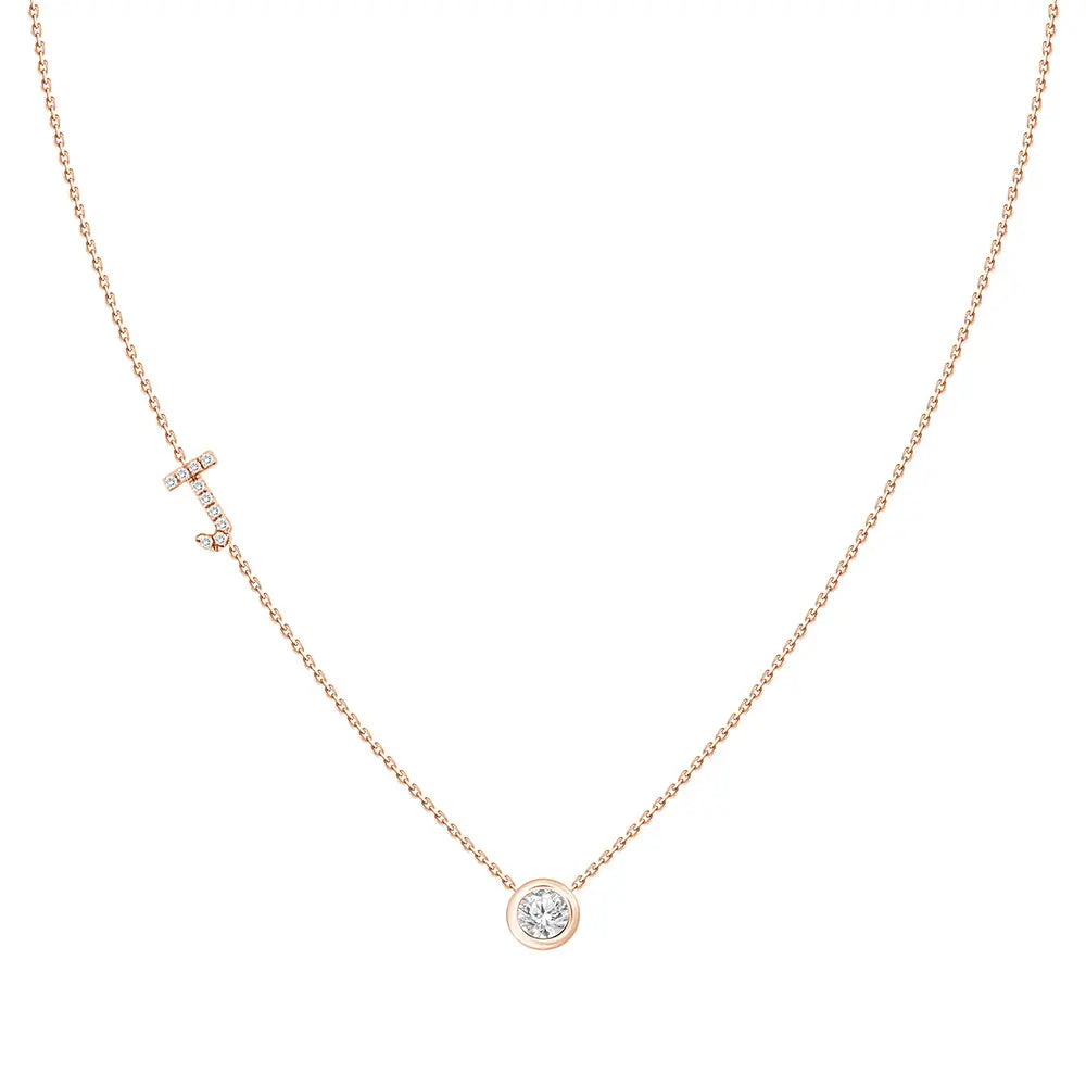 Colar com Pingente Letra de Diamante-JJ Diamond