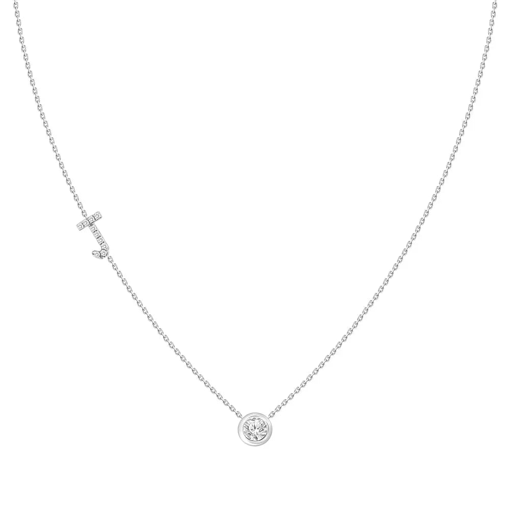 Colar com Pingente Letra de Diamante-JJ Diamond