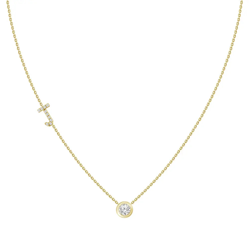 Colar com Pingente Letra de Diamante-JJ Diamond