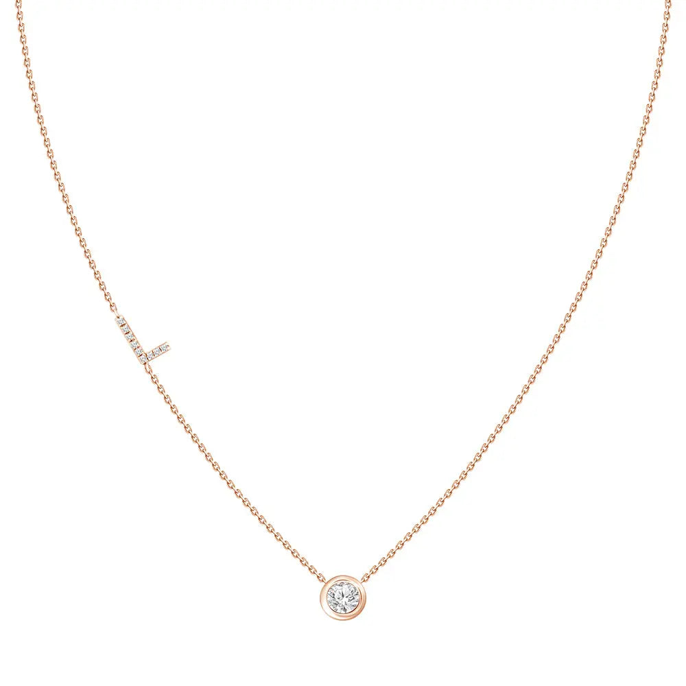 Colar com Pingente Letra de Diamante-JJ Diamond
