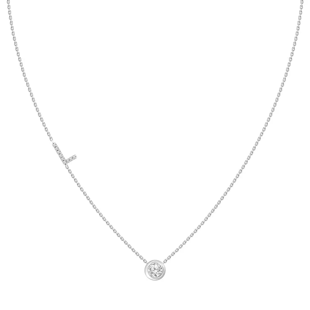 Colar com Pingente Letra de Diamante-JJ Diamond