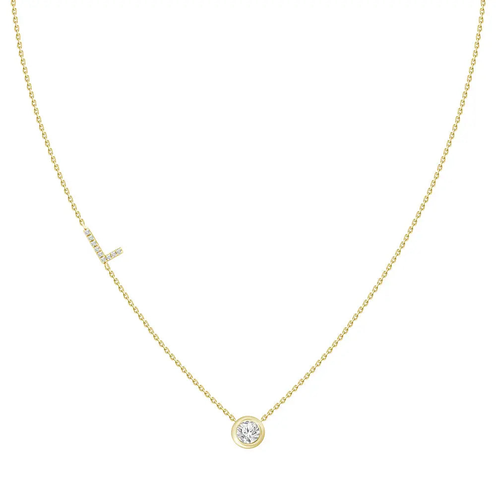 Colar com Pingente Letra de Diamante-JJ Diamond