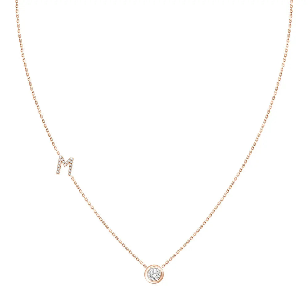 Colar com Pingente Letra de Diamante-JJ Diamond