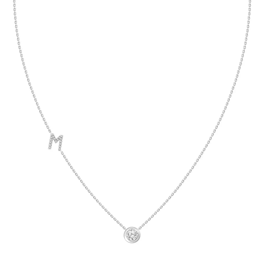 Colar com Pingente Letra de Diamante-JJ Diamond