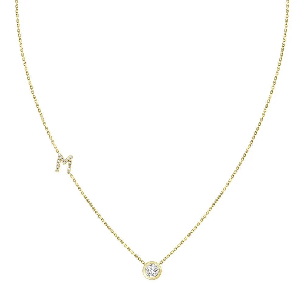 Colar com Pingente Letra de Diamante-JJ Diamond
