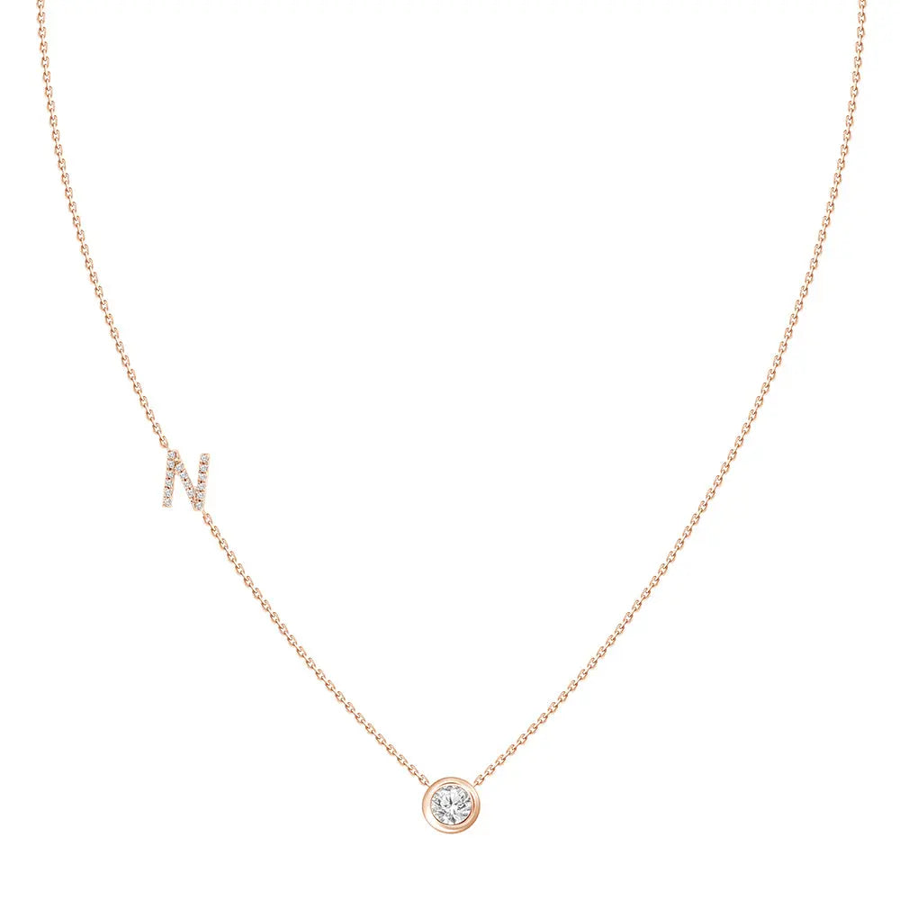 Colar com Pingente Letra de Diamante-JJ Diamond